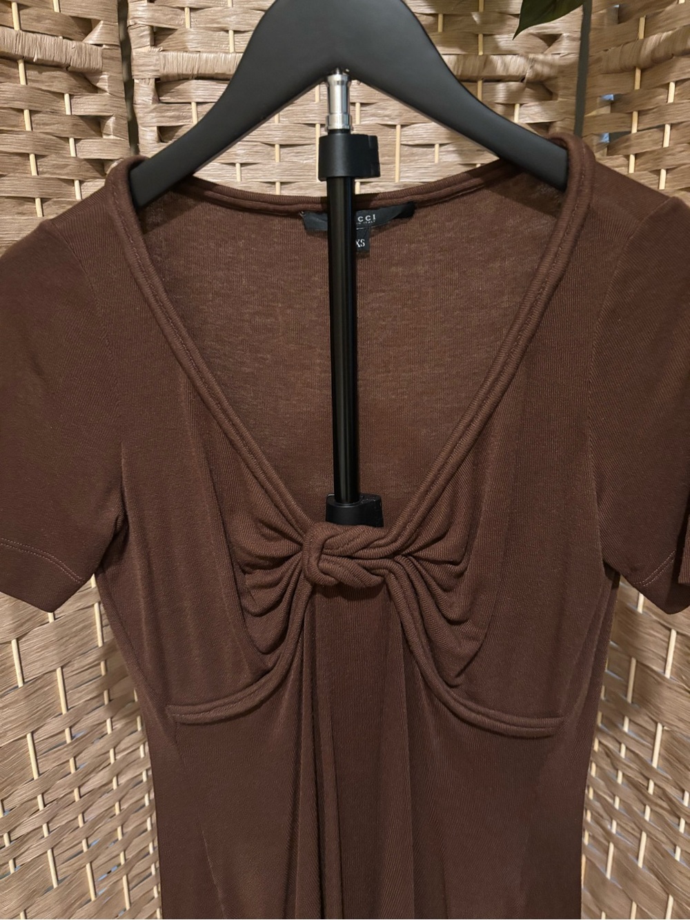 Vintage Gucci Brown Knot-Front Short Sleeve Top - Picture 3 of 6
